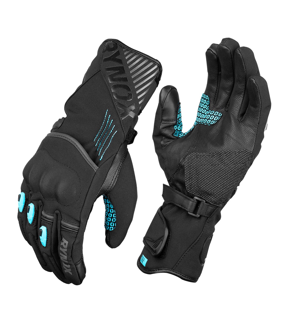 RYNOX-DRY ICE-WATER PROOF GLOVES-BLK/AQUA BLUE